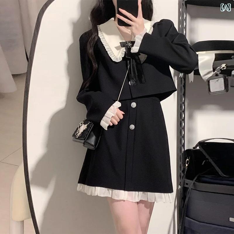 ワンピース レディース 2点セット プレッピースタイル フレンチ 春 スイート ガーリー ペティサイズ カジュアル 普段使い フェミニン デイリー 軽量 伸縮性