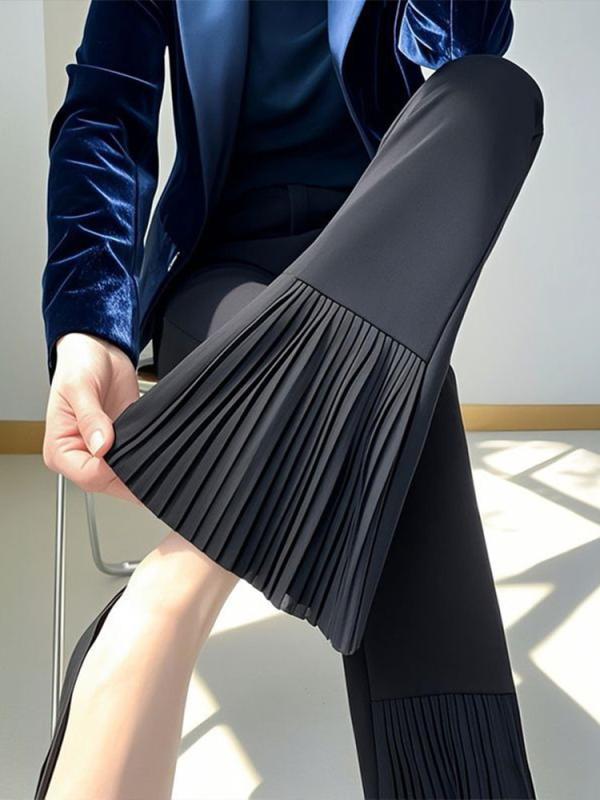 パンツ レディース ブラック ハイウエスト ストレート 微フレア 春夏 スリム効果 落ち感 小柄対応 スーツ テーラード 細見え 通勤用 伸縮性
