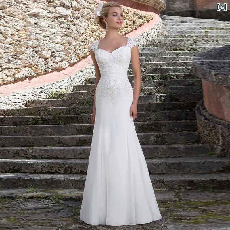 ウェディングドレス レディース オフショルダー トレーン付き レース フィッシュテール 結婚式用 花嫁ドレス シフォン素材 ロング丈 スタイリッシュ デザイン|サポートシェアグローバル