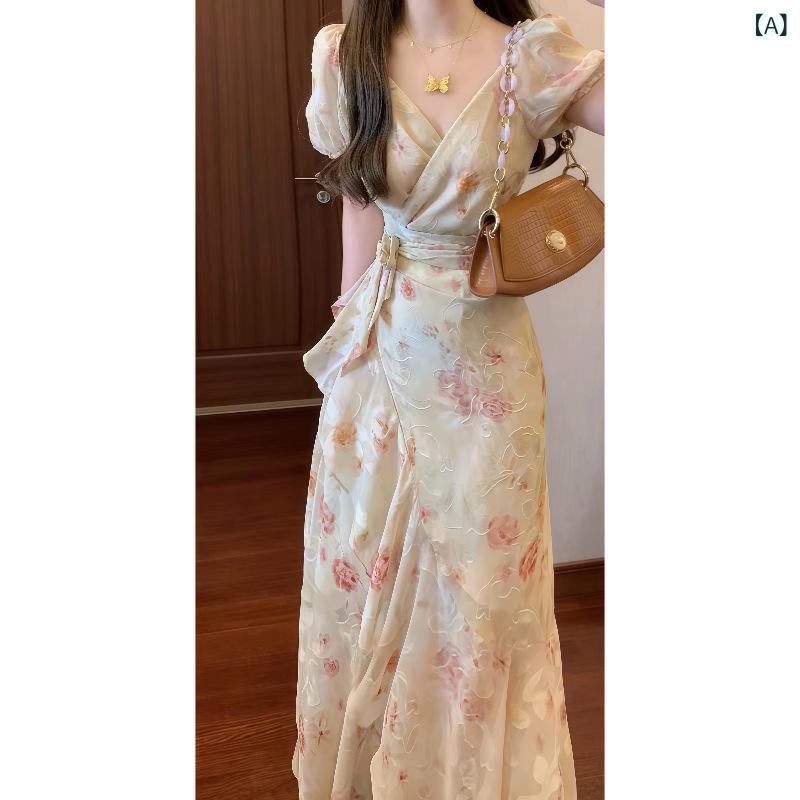 衣裳 レディース Vのど首 花柄 ロング御召しもの 夏 御前上等感 酉の方角 うつり変わり 雅びやか 表現スタイル 亭主もち用 流行り物 上品さ