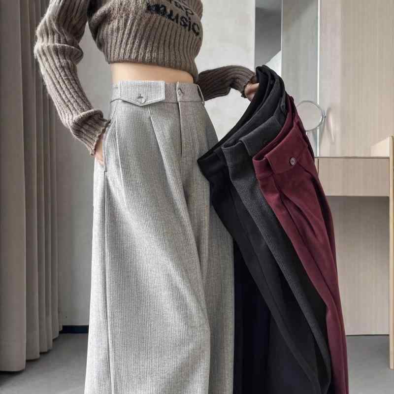 レディース ワイドパンツ 麦穂柄 ハイウエスト 細見え 高級感 ドレープ感 スーツ ストレート カジュアル 春 普段使い ゆったりシルエット