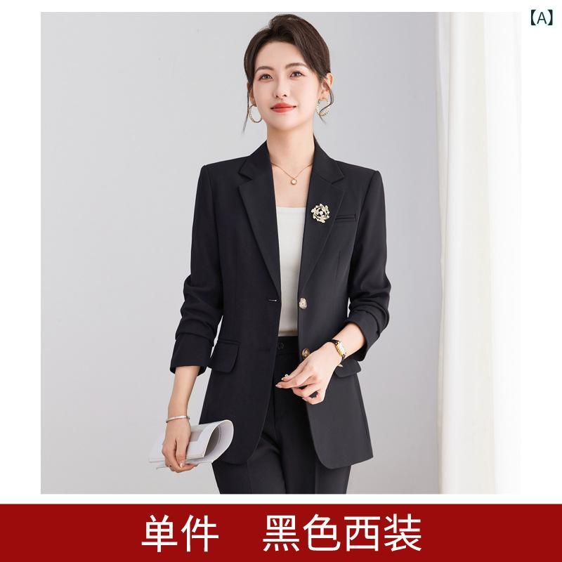 レディース 長袖 スーツ ジャケット 春秋 ビジネス 仕事服 正装 職業 セット フォーマル トップス 管理職 教師 ホテルマネージャー 通勤用 テーラード ジャケット ブラウス 組み合わせ