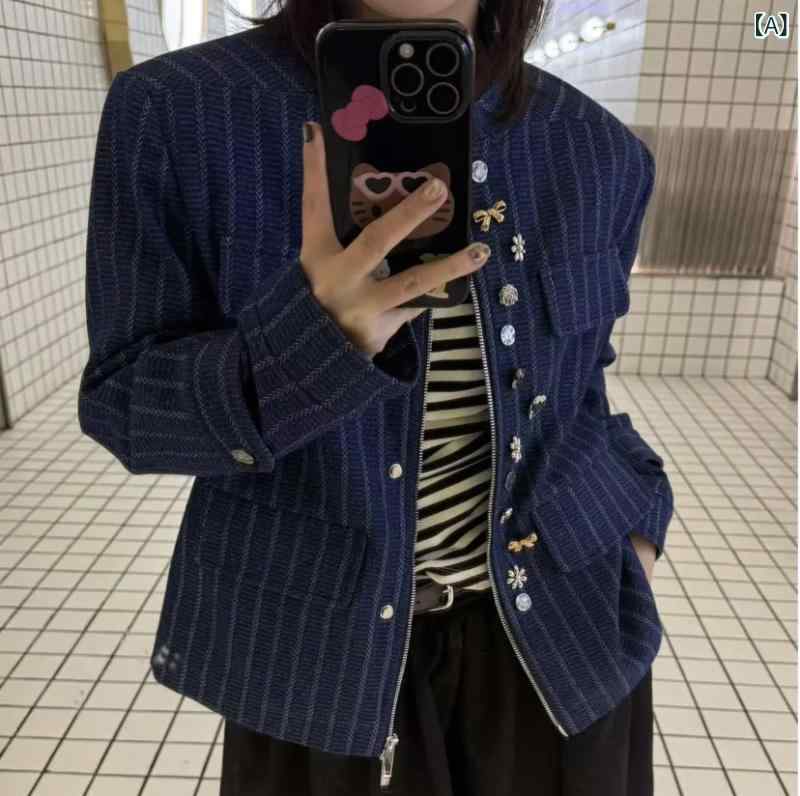 上衣 レディース ジーンズ 縦縞模様 春夏 ビッグ影ぼうし 特殊 心地よい 軽さ 伸縮性