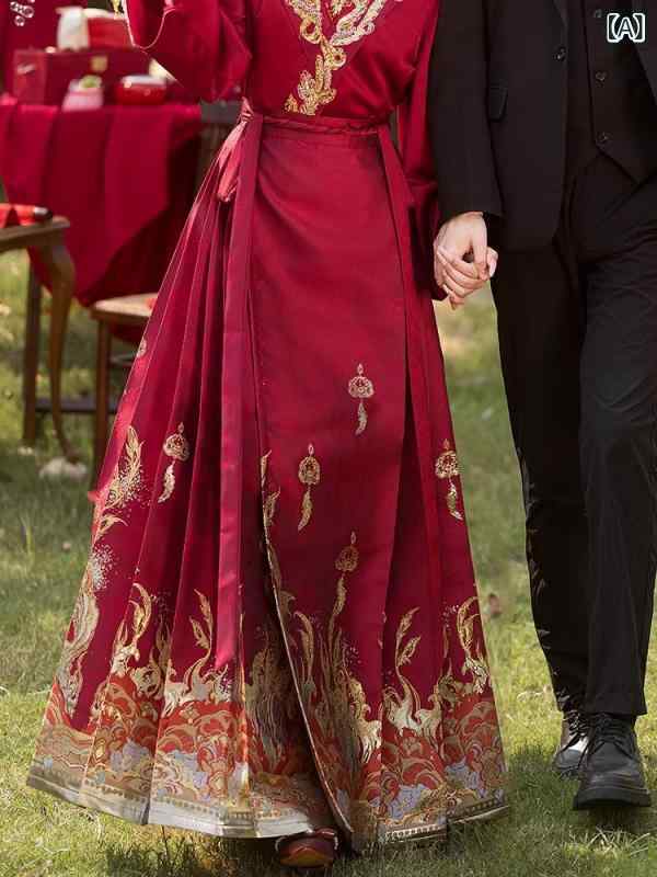 チャイナドレス レディース 冬 中華 馬面スカート ウェディング セット 結婚式 敬酒服 訂婚 礼服 伝統 デザイン フォーマル スタイル