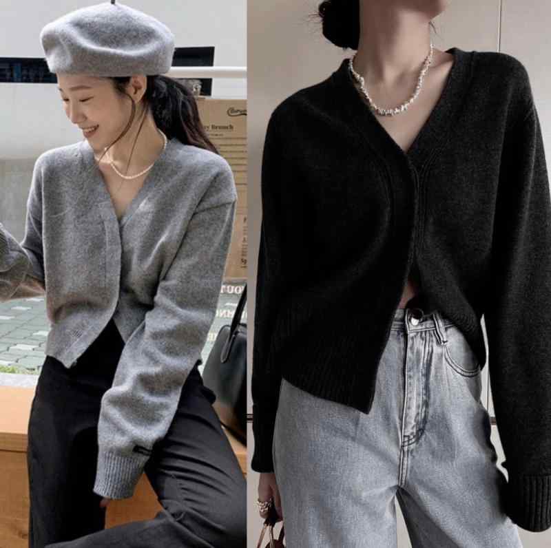 ニット カーディガン 羊毛 カシミア 混紡 韓国 セーター 暖か 柔らか トップス 秋冬 ユニセックス