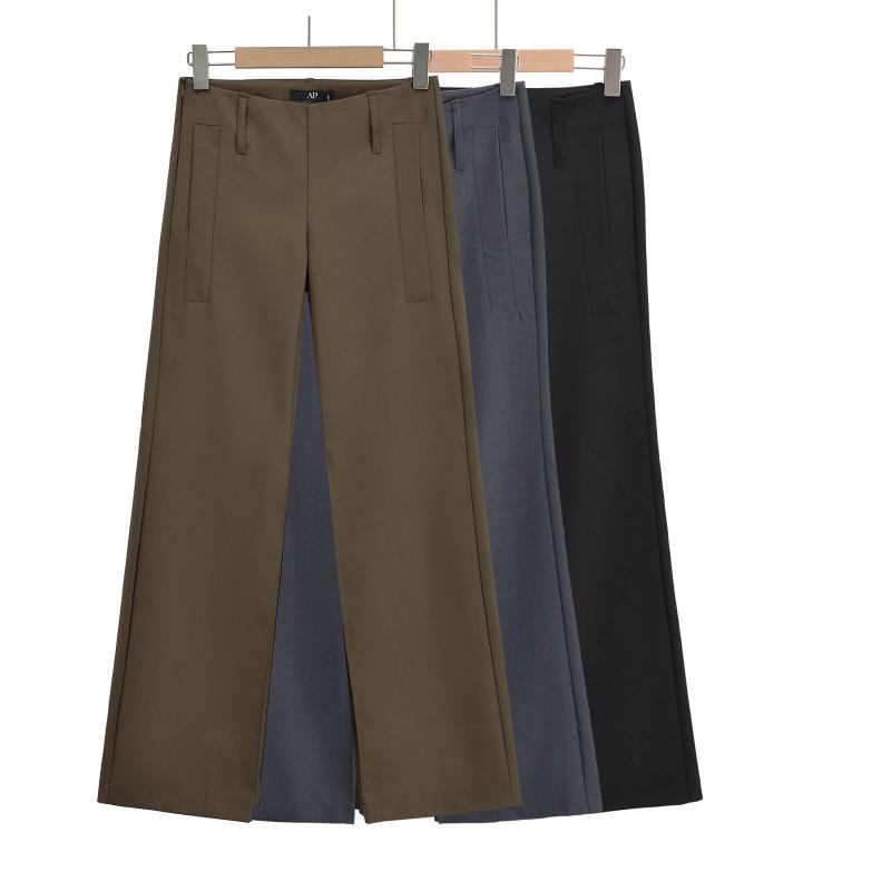 レディース 低腰 ワイドレッグ パンツ カジュアル ゆったり 上品 ロング丈 春 普段使い ルーズフィット