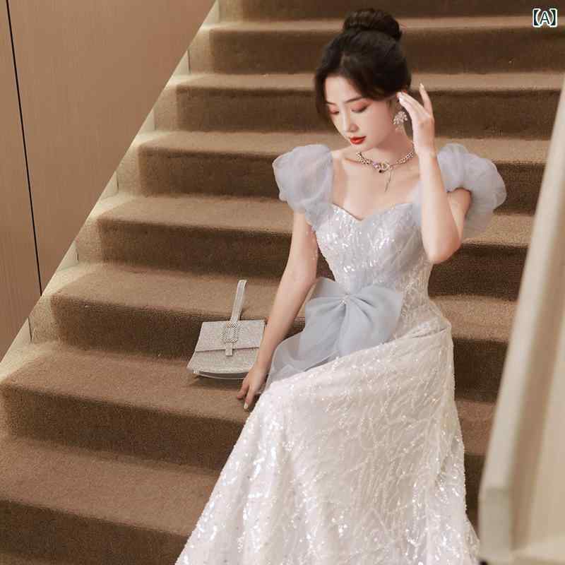 イブニングドレス 女性用 高級感 フォーマル 誕生日 パーティー ウェディング ステージ 司会者用 エレガント 軽量 ユニーク ｜サポートシェアグローバル