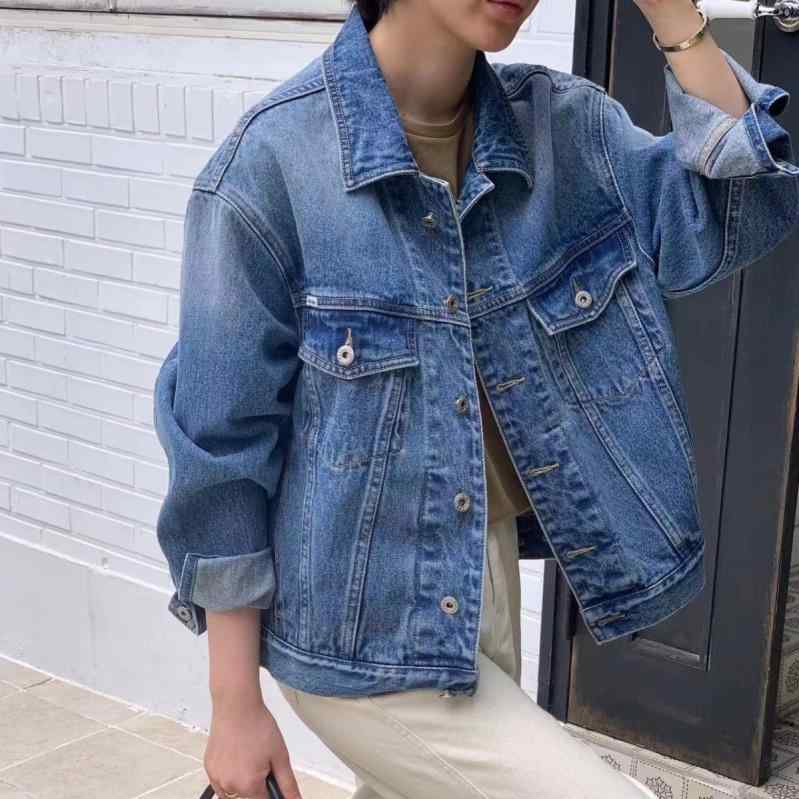 ジーンズ上衣 ゆったり ビッグ影ぼうし 心地よい 普段使い走り 春夏 伸ばすこと 原料品 ライトウェイト