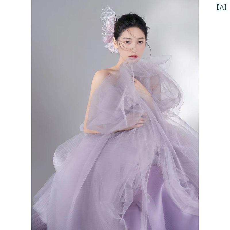 婚礼の儀お召しもの レディース 森系 仙女 軽さ チュールスカート 映し絵婚礼の儀用 旅する映画化 筋目処理 窈窕たる シフォン原料品 ロング丈 A伝達ルート ウェディングドレス-レディースファッション