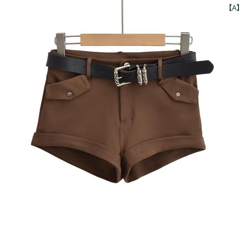 レディース 秋 セクシー 巻き裾 スリム ストレートパンツ 単色 ウエストベルト ショート丈 カジュアル ボトムス 軽量 伸縮性