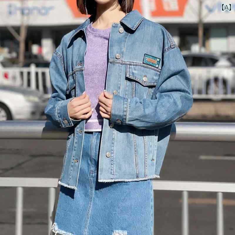 レディース ジーンズ上衣 長袖 ゆったり 心地よい シークはたご屋 歳月 流行り物 アウター ジーンズ原料品 軽さ 普段使い