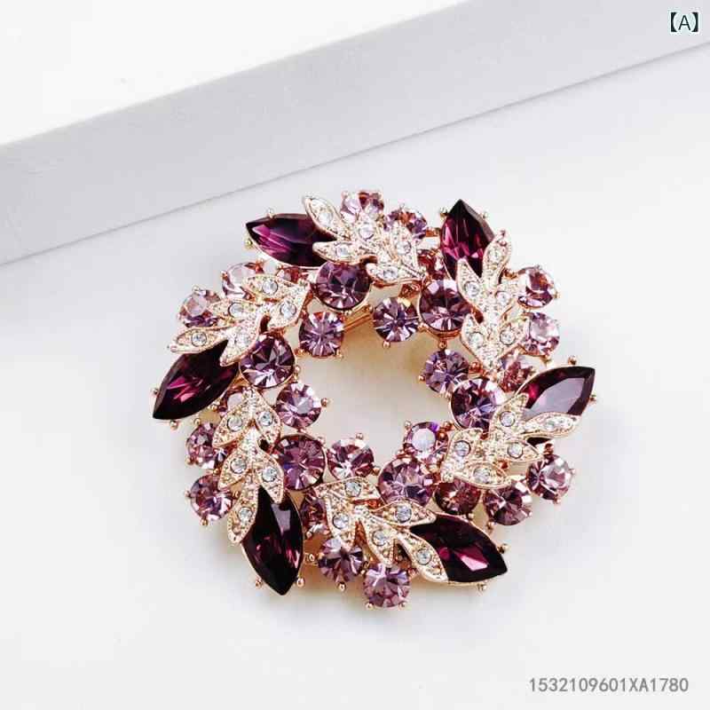 ブローチ レディース 天使 花冠 モチーフ 水晶 シンプル スタイリッシュ 個性派 胸花 汎用 エレガント スーツ ピン 大型 クリスタル アクセサリー 胸元 装飾 ファッション アイテム
