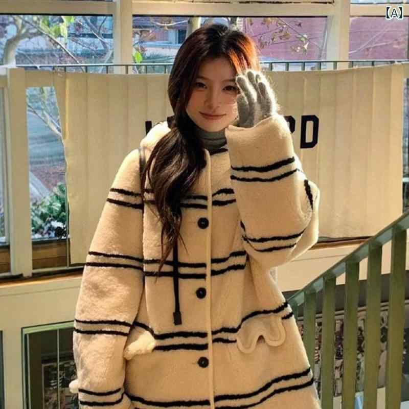 コート レディース 冬 中長丈 羊毛 ファー一体 ゆったり ふわふわ 厚手 高級感 暖か モコモコ アウター 防寒 ボリューム