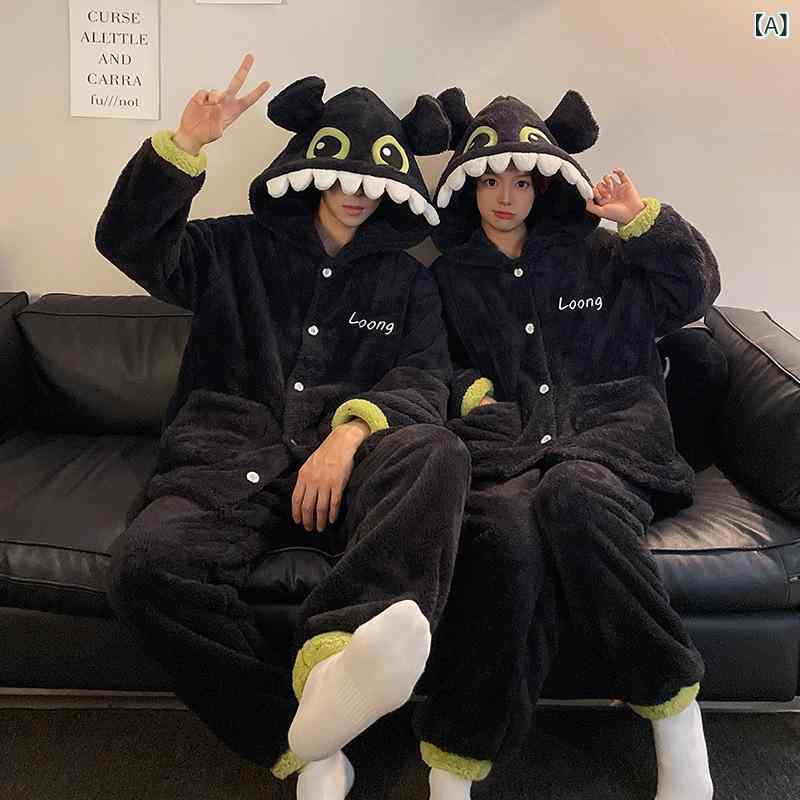 秋冬 メンズ レディース パジャマ セット フード付き コーラルフランネル ルームウェア 外出可 暖か フリース ホームユース 柔らかい 着心地 良い 素材