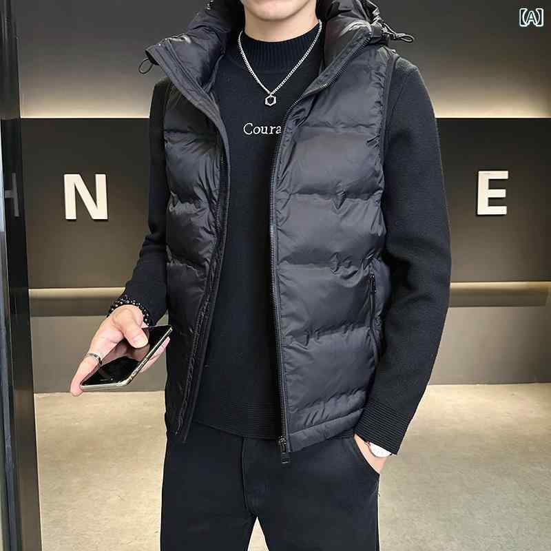 秋冬 メンズ ダウン ベスト 軽量 暖か スリムフィット 鴨毛 アウター 普段使い 羽毛加工 防寒