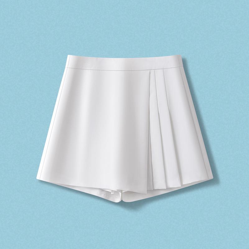 レディース 夏用 ハイウエスト Aライン ワイドレッグ プリーツ ショートパンツ 薄手 スリムシルエット 軽量 カジュアル 吸湿速乾