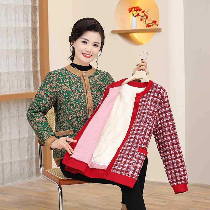 厚地の外套 レディース 中高年 御っ母さん向け 朦々たる 保暖 綿 キャメルウール 小花柄 秋冬 アウター 生あたたかい 日常使い走り 軽さ パステル色の 原料品 レディースファッション-コート・ジャケット