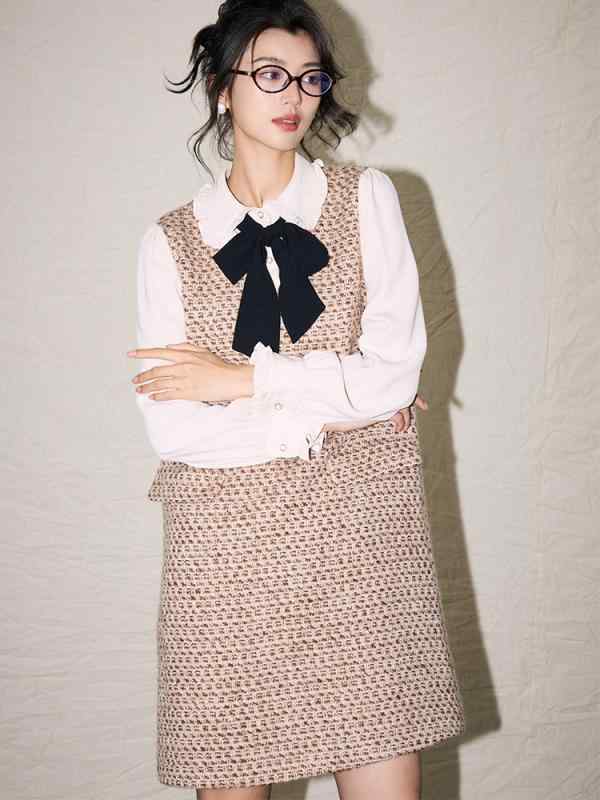 ワンピース ドレス 春 フレンチスタイル 切り替え ドールカラー リボン 蝶結び フェイクツーピース 小柄向け 女性用 軽量 伸縮性 素材 普段使い 通勤用 ビッグシルエット Vネック ブラック ピンク系 アイボリー｜サポートシェアグローバル