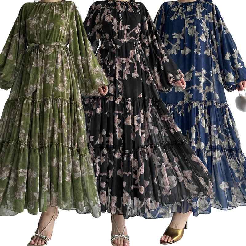 レディース 花柄 シフォン ロング 衣装 酉の方角 胴締め 雅びやか 表現スタイル 軽さ 通気性 女子らしい お召しもの 刷り上げる  吸い付ける的 今めかしい