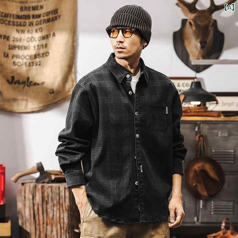 メンズ ジャケット レトロ アメリカン チェック柄 シャツ 春 ゆったり ビッグサイズ カジュアル アウター 厚手 綿素材 普段使い ルーズフィット