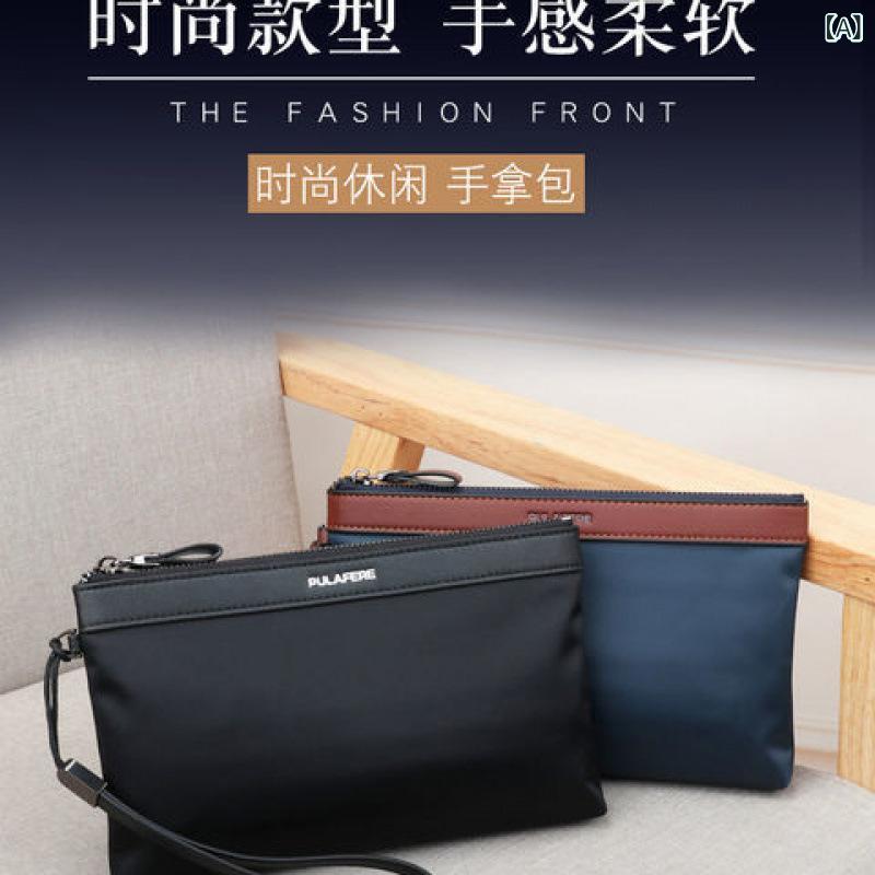 男性用 ハンドバッグ 大容量 キャンバス ナイロン オックスフォード布 カジュアル 普段使い 携帯収納 手持ち リスト 韓国 軽量 耐久性 マルチポケット