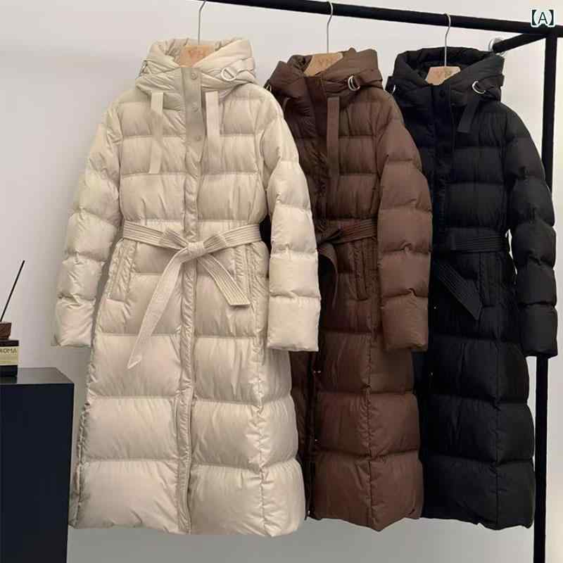 レディース ダウンコート ロング丈 膝下丈 グースダウン ボリュームシルエット ふんわり 秋冬 アウター 暖か素材 軽量 防寒 普段使い ストレッチ性