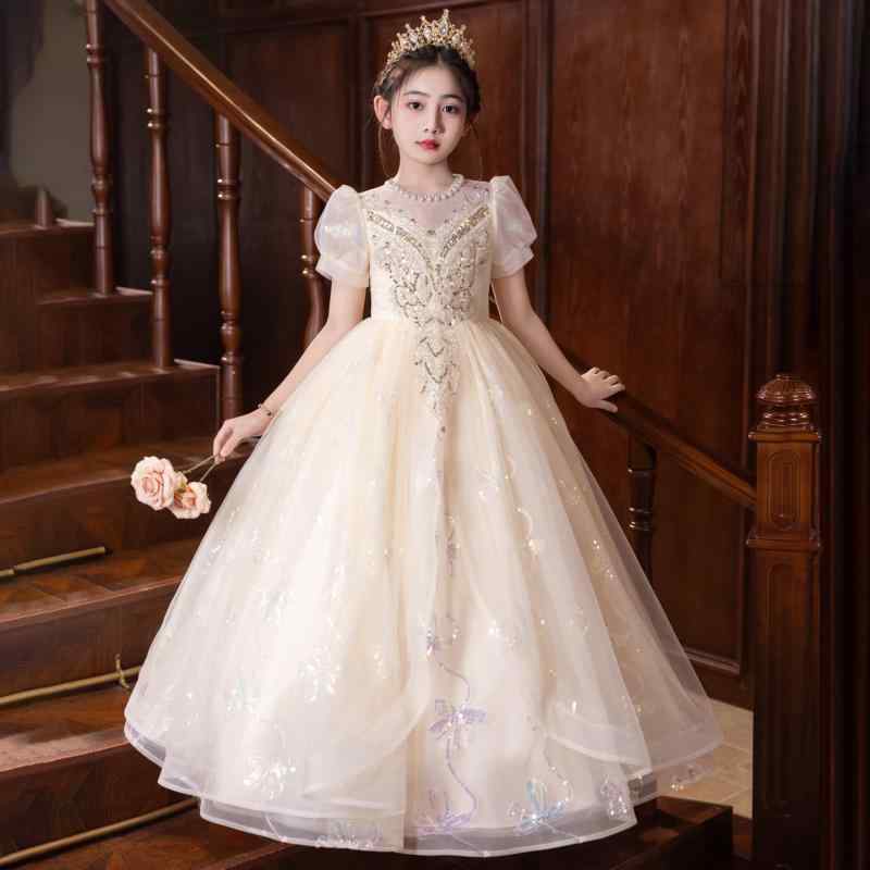 ワンピース キッズ 子供服 ドレス チャイナドレス 高級感 プリンセス風 ピアノ発表会 衣装 フォーマル 結婚式 リングガール パーティー 舞台衣装 ゆったり 体型カバー 大きいサイズ フレア ノースリーブ フラワーガール 華やか 上品 エレガント おめ|サポートシェアグローバル