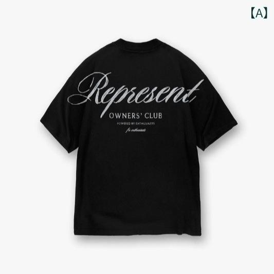 Tシャツ メンズ レディース レトロ アメリカンスタイル 手書きロゴ 英語プリント ゆったり フィット カジュアル 半袖 ストリート 普段使い トップス