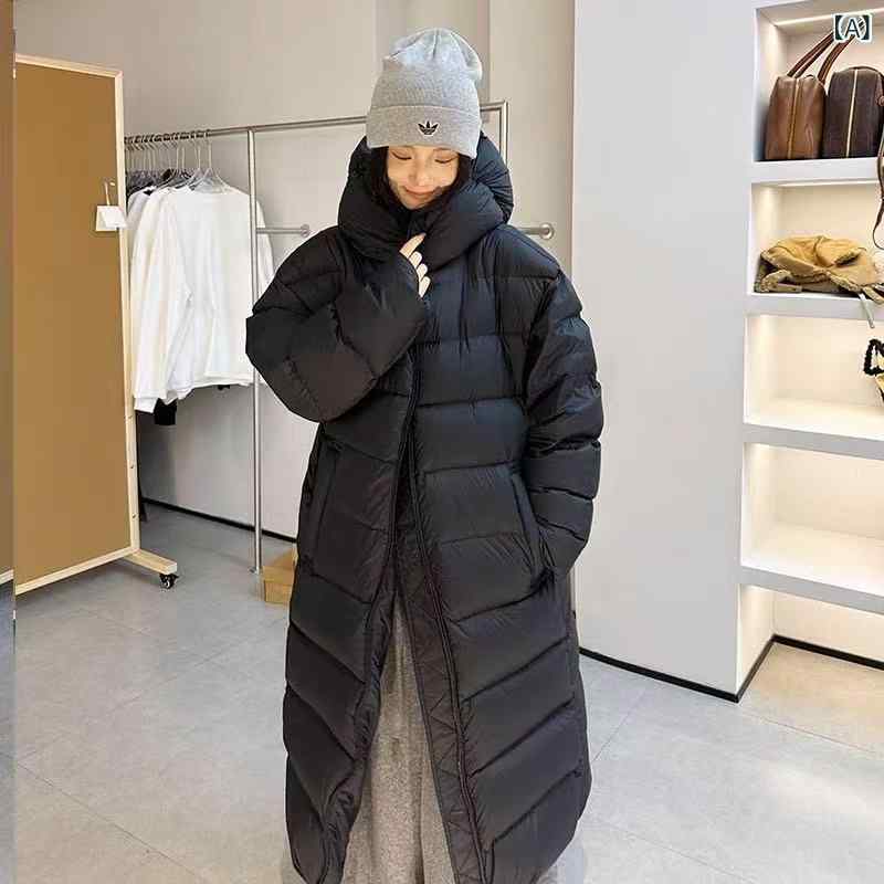 レディース ロング ダウンコート ゆったり 暖か ホワイトダックダウン 足首丈 冬用 保暖 軽量 ふわふわ シルエット 軽い 着心地｜サポートシェアグローバル