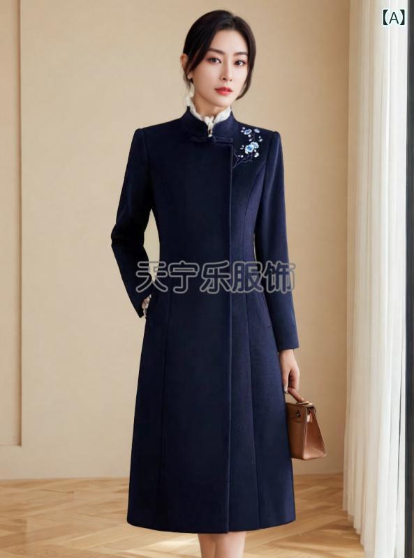 コート レディース ウール 中長丈 秋冬 厚手 ビジネス 制服 通勤用 受付用 空姐 フォーマル アウター 暖か 防寒 膝丈 スタイリッシュ 仕事着