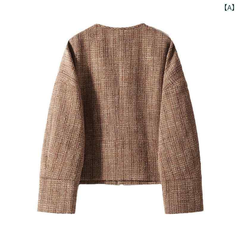 コート レディース 春 中国 ウール ショート丈 軽量 刺繍柄 ツイード クラシック スタイル エスニック カジュアル 普段使い 暖かみ 柔らかい 素材 オリエンタル モチーフ