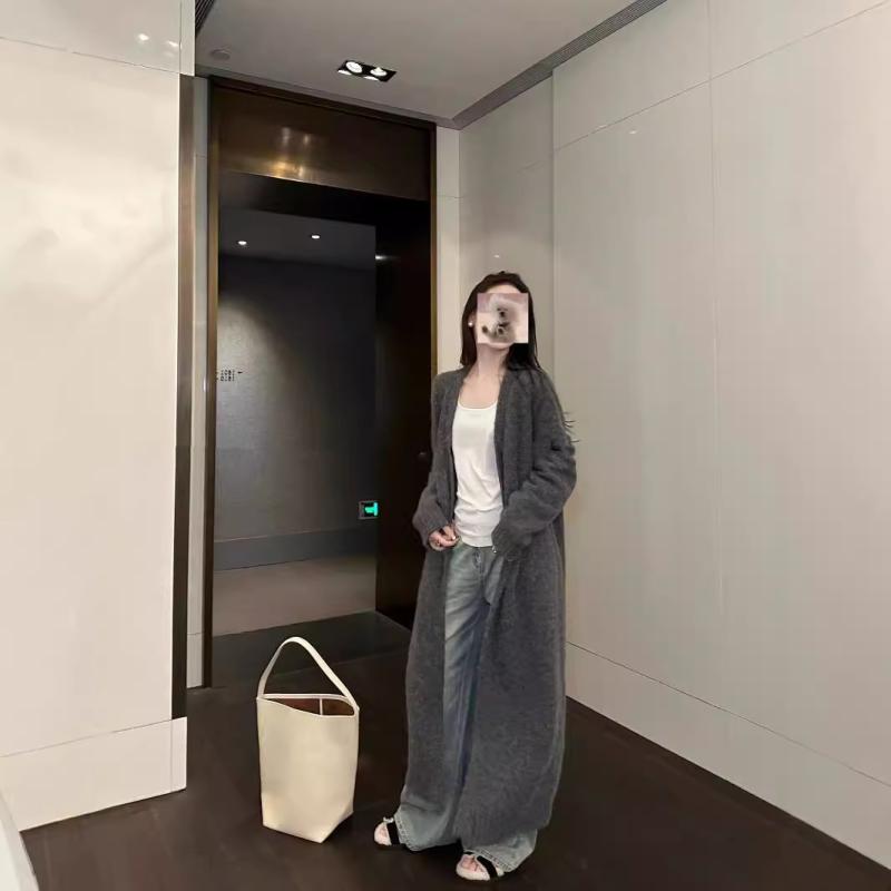 編み物 ジレー レディース 秋冬 ロング丈 ゆったり 伸び伸びする 無地 長袖 プルオーバー アウター 相応う 心地よい