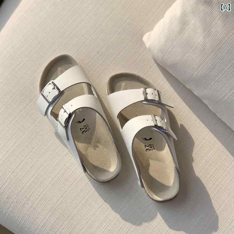 サンダル 女性用 牛革 ビーチシューズ 柔らかい底 夏用 屋外着用 軽量 快適 防水加工 ビッグシルエット ブラック ピンク系 アイボリー
