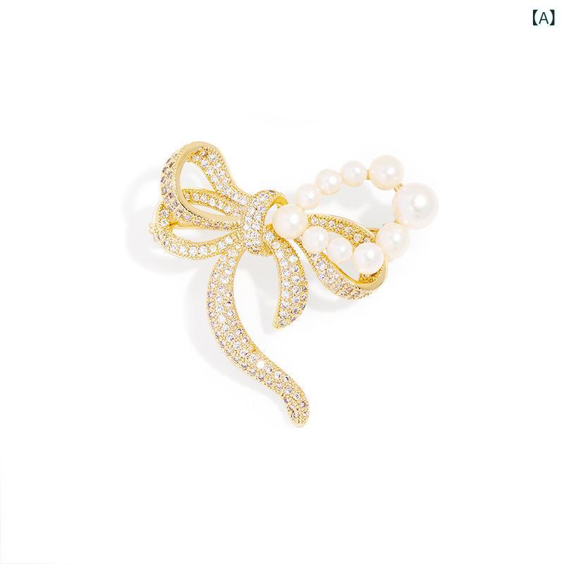 女性用 ブローチ 蝶結び パール ジルコニア 胸花 個性的 シンプル 上品 高級感 アクセサリー ファッション 装飾 軽量 金属 加工 5,919円