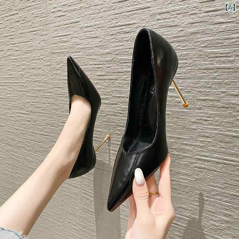 パンプス レディース 冬 ハイヒール ポインテッドトゥ 細ヒール 浅口 オフィス 通勤用 女性シューズ 仕事着 足元おしゃれ 歩きやすい スタイリッシュ