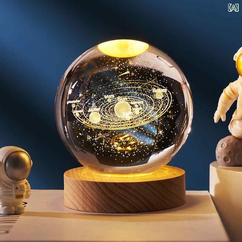 ナイト爵点火装置 天の川 石英球 3D 内部的 刻みつける 発しる 軍事基地 硝子 球状体 小型 飾りつけ 室内装飾 飾りつけ LED 点火装置 結晶 どんぶり鉢 臥し所用 子供部屋 夢幻的  卓上 照明ランプ