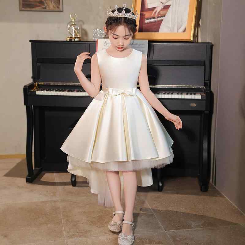ワンピース 子供 女の子 発表会 ドレス キッズ フォーマル 衣装 結婚式 ピアノ 演奏会 撮影 前短後長 サテン 光沢感 高級感 パフスリーブ お姫様 ドレス おしゃれ かわいい ふんわり 上品 高品質 華やか パーティー イベント 誕生日 お祝い 記|サポートシェアグローバル