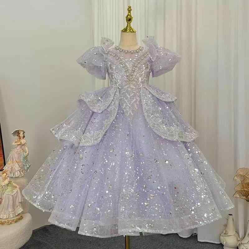 ワンピース 子供 女の子 ドレス ガールズ キッズ ピアノ 発表会 結婚式 子供服 お姫様 演出服 誕生日 フォーマル 衣装 七五三 撮影会 イベント 演奏会 ロング丈 フレア プリンセス ふんわり 華やか 上品 シフォン レース 刺繍 フリル リボン ｜サポートシェアグローバル