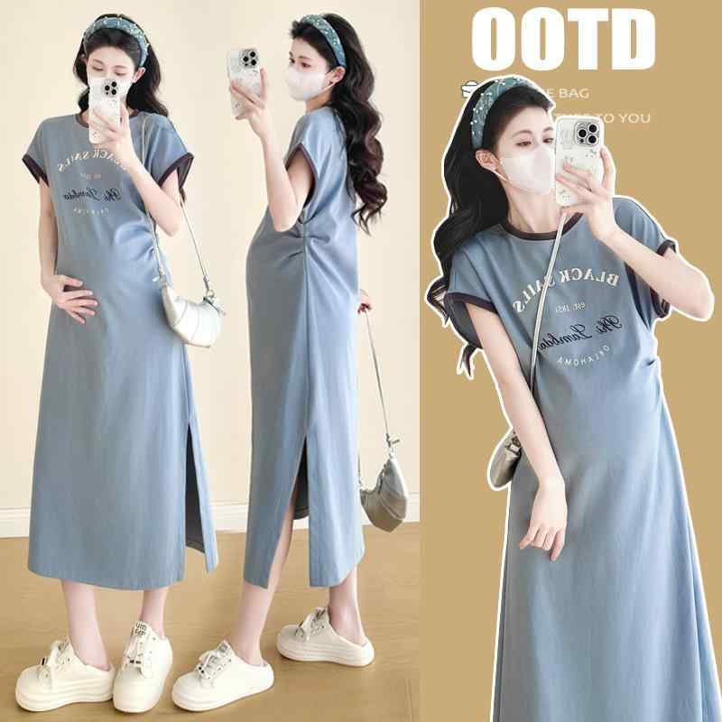 ワンピース 妊婦用 夏 短袖 ゆったり ロング丈 カジュアル マタニティ 日常使い 涼しい 大きめサイズ 伸縮性