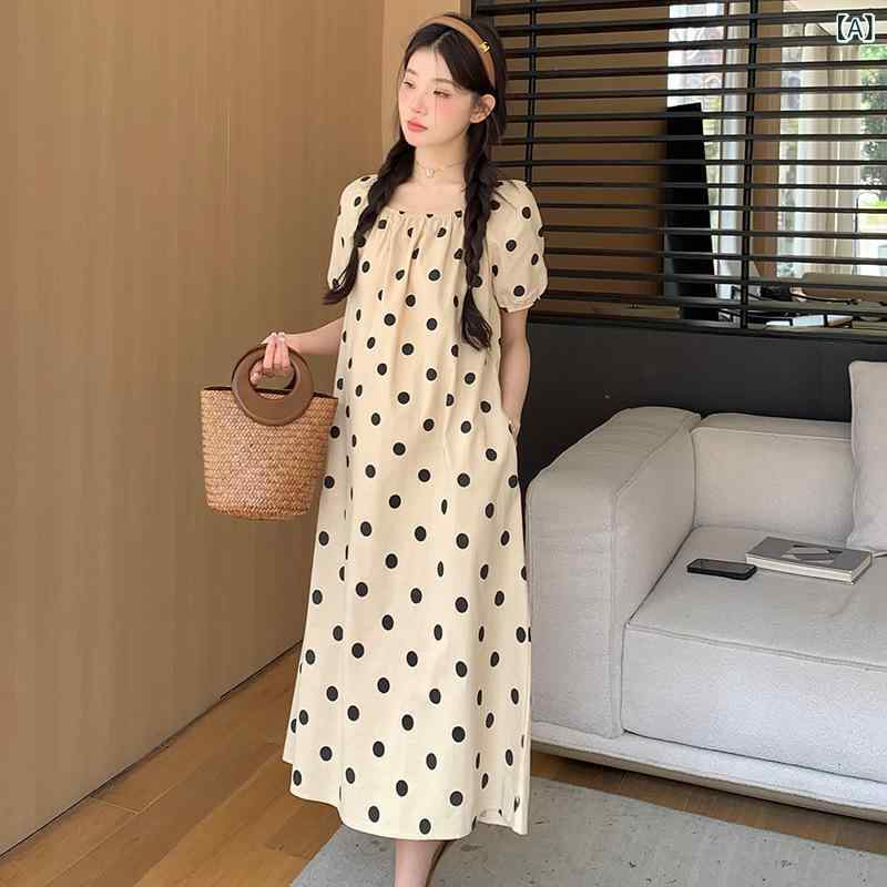 衣裳 マタニティ ゆったり 大きめ 綿織物 リネン ポルカ一点 柄 隠し 付き添い人 妊婦 服 軽さ 通気性 伸縮性 日常使い走り
