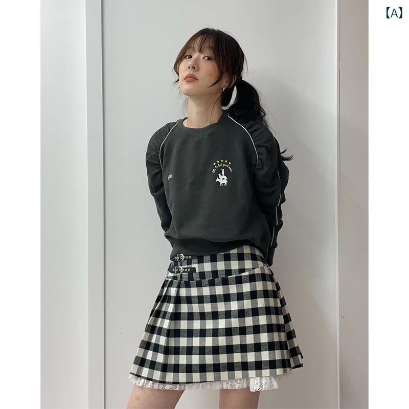 秋冬 レディース チェック柄 ウール ミディスカート 羊毛 韓国 暖か 膝丈 フェミニン 日常使い 柔らかい素材 スタイリッシュ