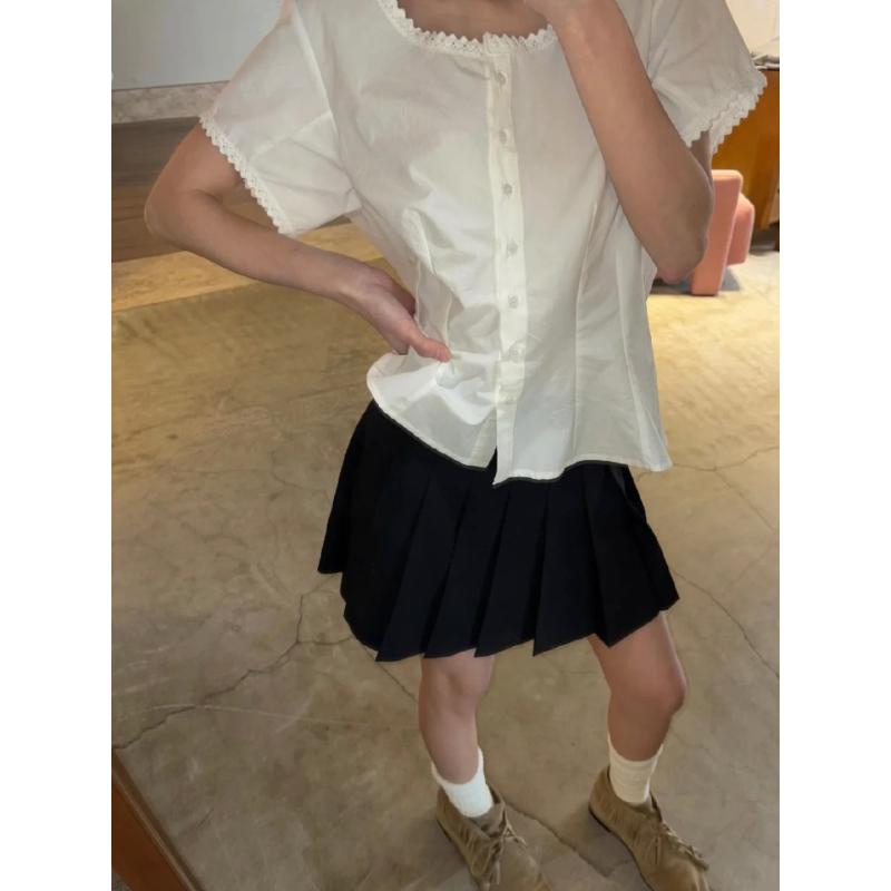 レディース プリーツ Aライン ミニスカート 夏 学院 フレア コットン混 軽量 カジュアル 普段使い スクールガール スタイル