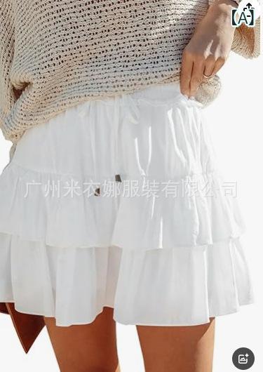 ミニスカート レディース 春夏 ボヘミアン フリル レイヤード ハイウエスト カジュアル デイリー リラックス エスニック スタイル 普段使い
