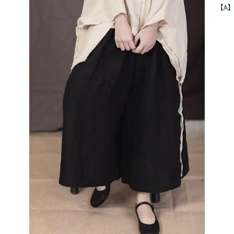 ワイドパンツ レディース 夏 レトロ ゆったり ビッグシルエット 大きめサイズ ゴム入りウエスト スタイルアップ ベーシックアイテム カジュアルウェア デイリーユース