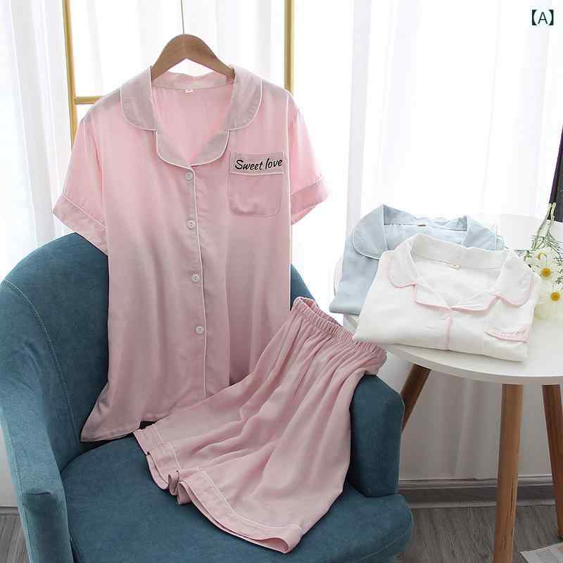 パジャマ レディース 半袖 ショートパンツ ロングパンツ セット 夏用 薄手 コットンシルク ジャカード柄 韓国 かわいい ルームウェア 部屋着 吸湿速乾 軽量 伸縮性 ファッション スタイリッシュ 寝間着 4,486円