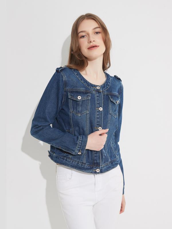 デニムジャケット 女性用 ショート丈 スリムフィット 長袖 春秋 破れ加工 ビッグサイズ トップス カジュアル コットン混 ストレッチ ゆったりシルエット 日常使い