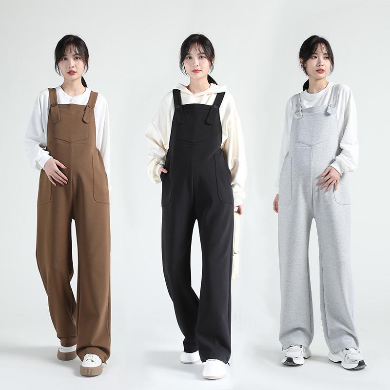 マタニティ サロペット ゆったり ストレート 束脚 カジュアルパンツ 韓国 ドローコード スリム 春秋 妊婦用 ワイドレッグ 日常使い 軽量 伸縮性