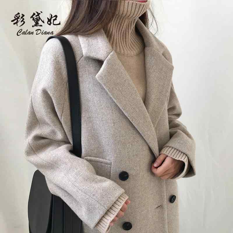 レディース 春夏 韓国 スリムフィット ウール コート スリム効果 大サイズ ミドルロング丈 アウター 暖か 軽量 ゆったり ボディライン スタイリッシュ