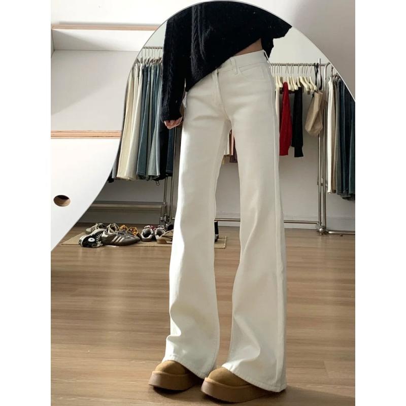 レディース デニムパンツ 白 ハイウエスト ゆったり フレア スリム効果 大きめサイズ ぽっちゃり対応 小柄向け 脚張り付きなし 伸縮性 普段使い デニム素材 快適