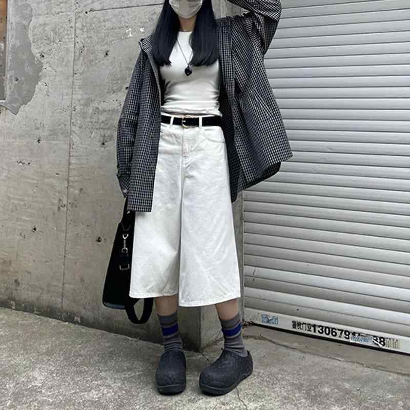 レディース 大きいサイズ デニム ショートパンツ 夏 薄手 ゆったり スリム効果 ハイウエスト ストレート ワイドレッグ カジュアル 普段使い 伸縮性 デニム素材 膝上丈 軽量
